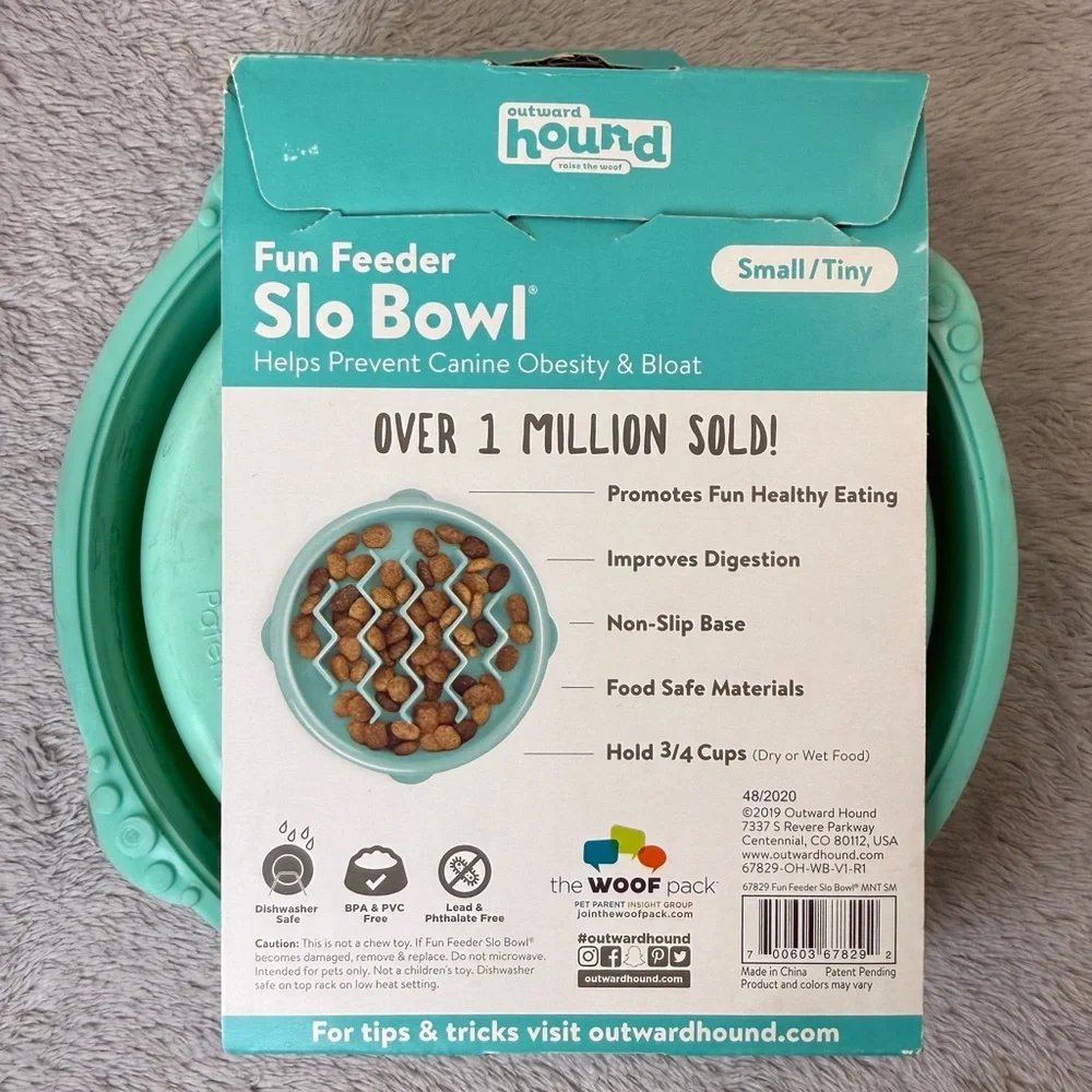 NWT Outward Hound Fun Feeder SLO Bowel, Small/Tiny Size, Color: Mint